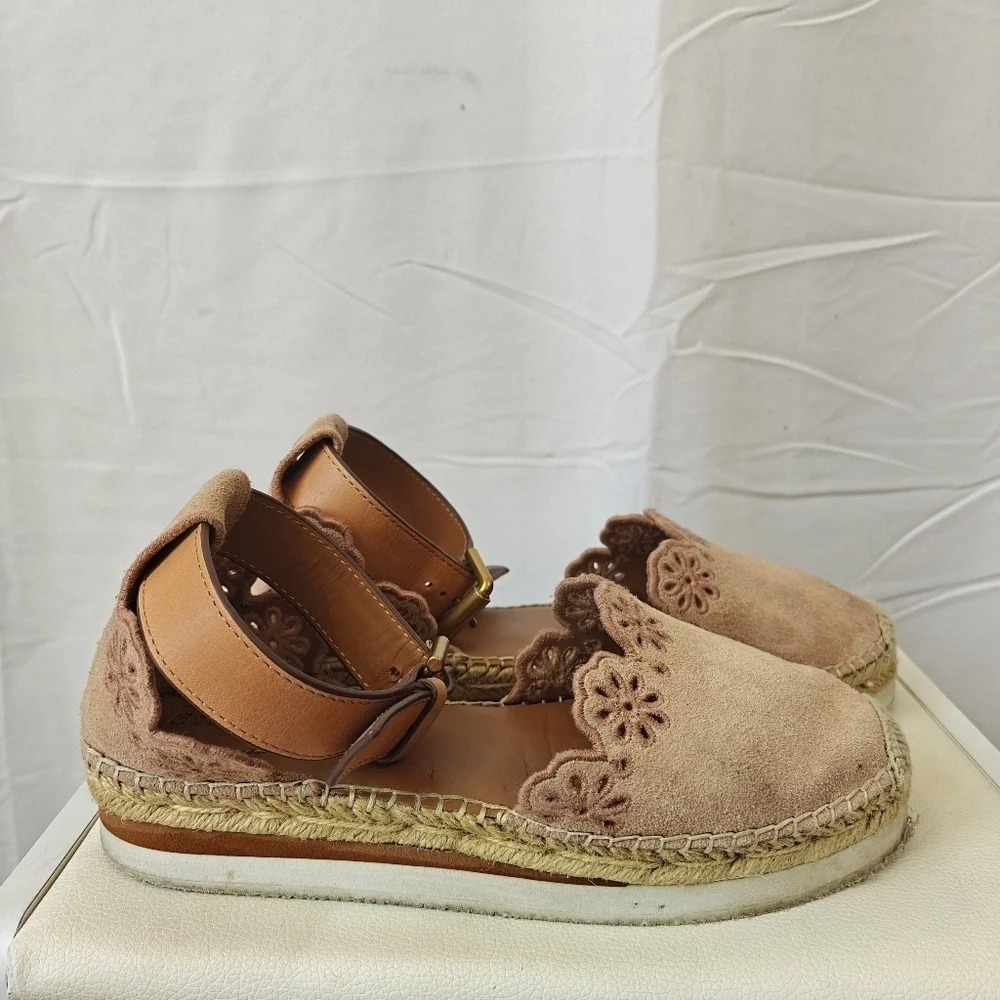 See by Chloe Scalloped Espadrilles In Blush Pink Size EU 37 US 7 Women's